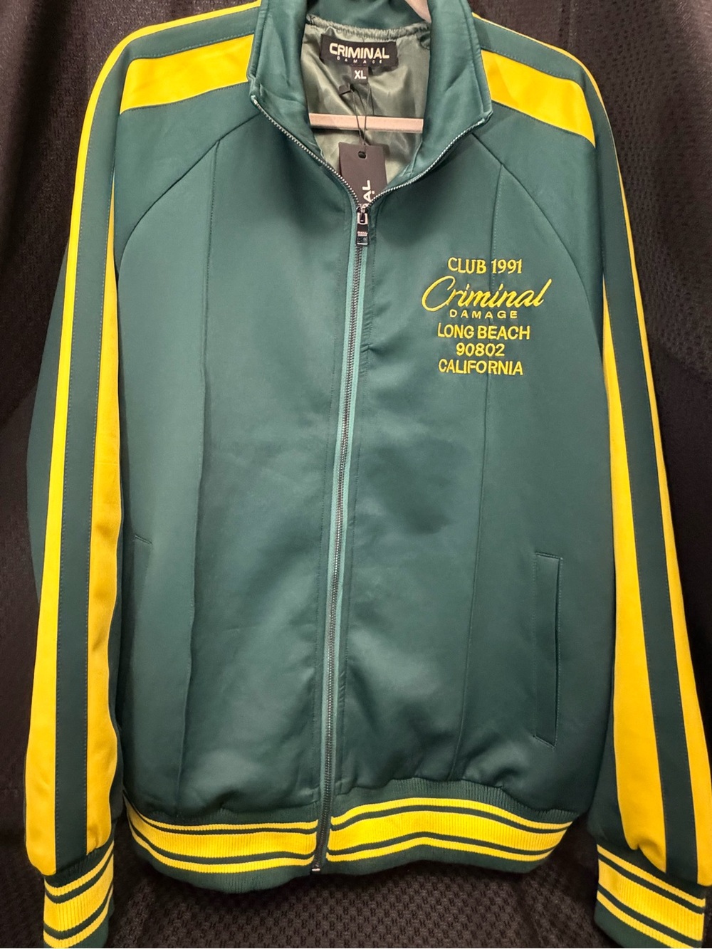 NWT Criminal Damage Club 1991 Green Yellow Track Jacket XL